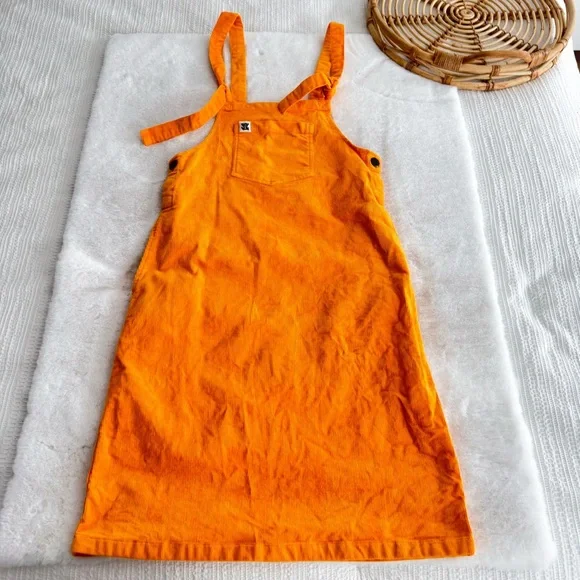 Lucy & Yak Mini Pini Corduroy Overall Dress Orange - Picture 6 of 13